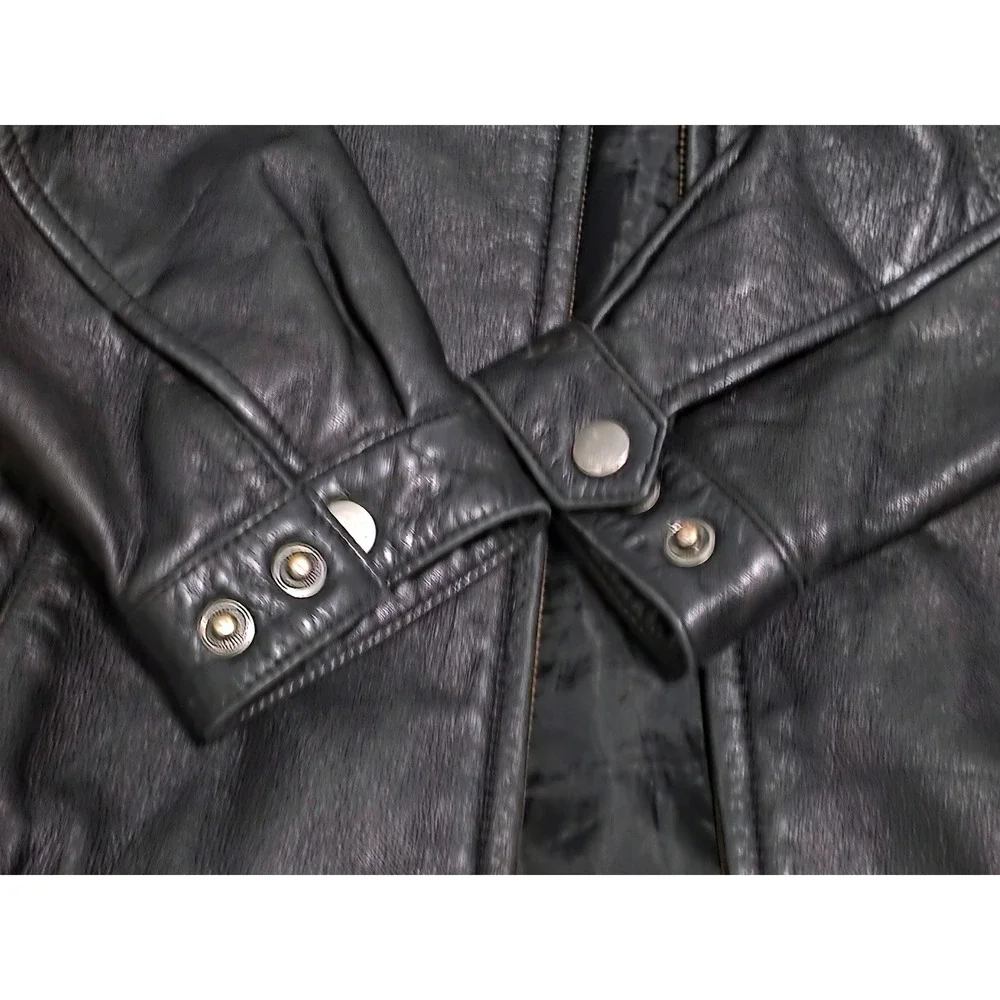 Class Club Boys Black Genuine Leather‎ Bomber Jacket Zip Up Coat Size XS 4-5